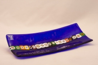 Murano Glass Blue Rectangle Murano Glass Tray With Murrine Band